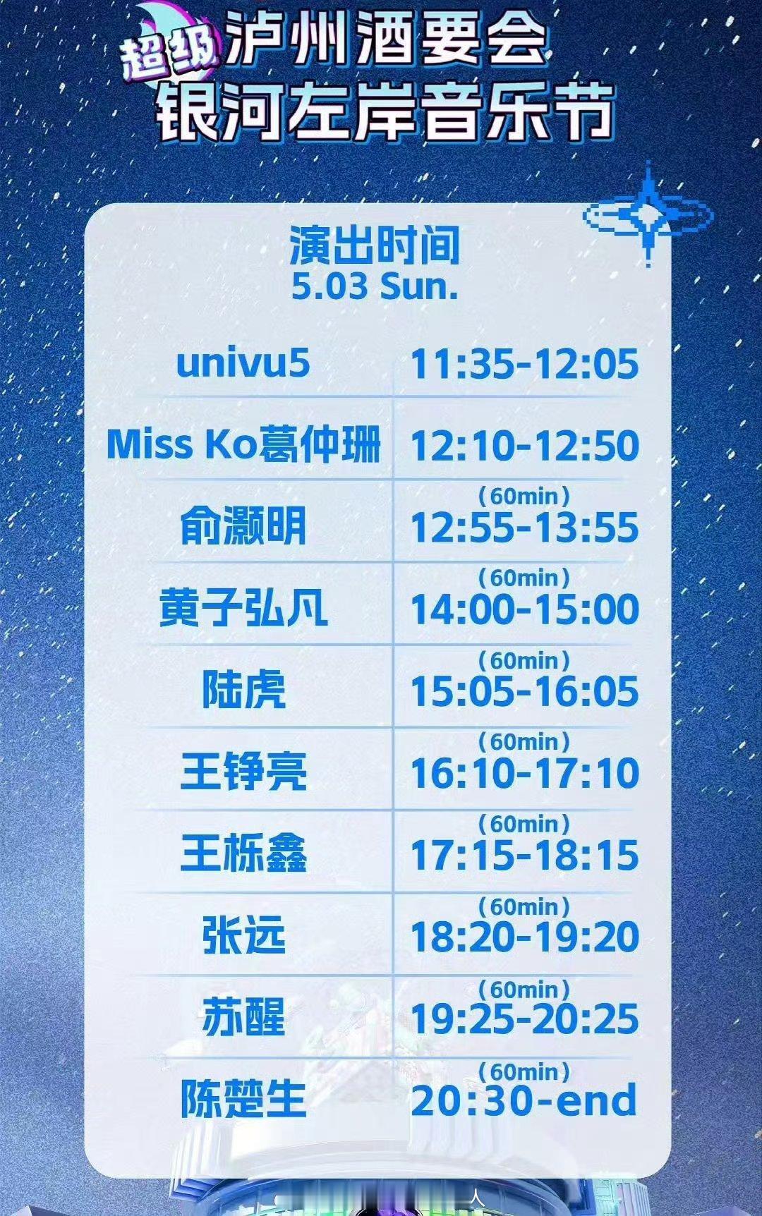 黄子弘凡 银河左岸出场顺序到底是希望排名靠前，还是靠后会比较好一点？ 