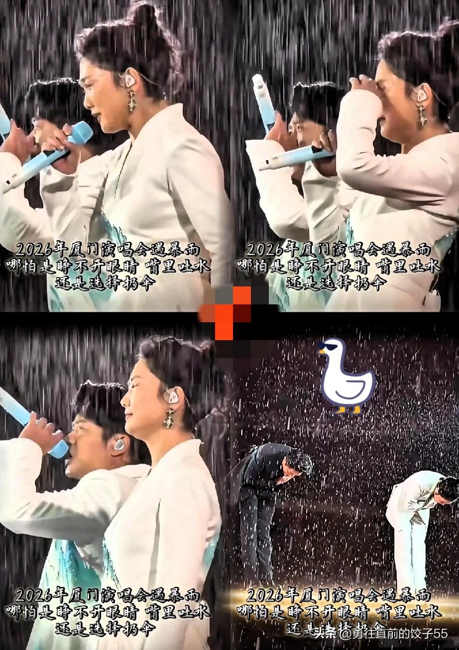 凤凰传奇厦门演唱会，遇大暴雨，现场气氛却火爆如许！   玲花和曾毅一看就是不怕雨