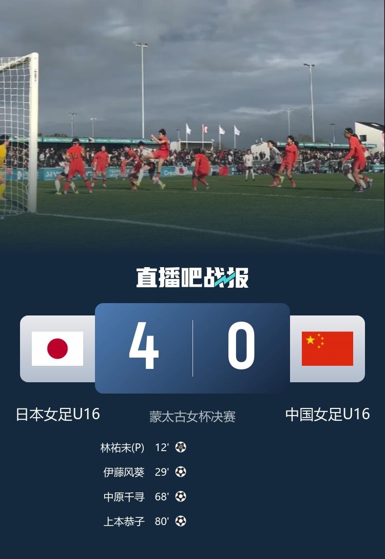 前有中国U23男足0:4负于日本U23，荣获U23亚洲杯亚军，今有中国U16女足