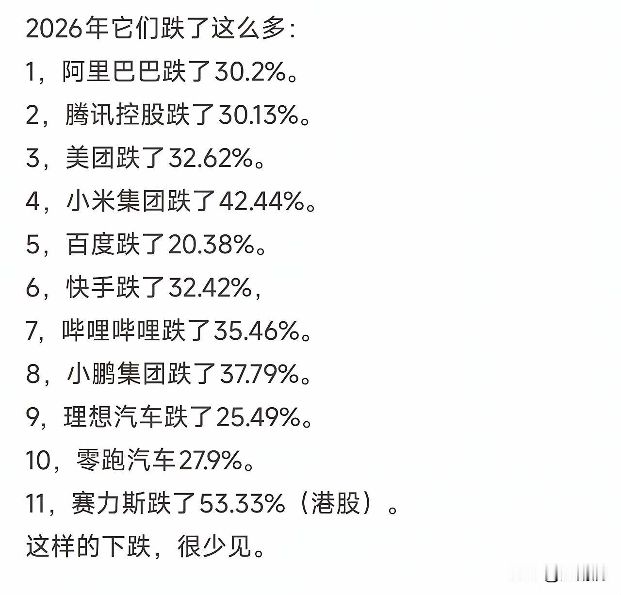 他们为什么都跌？是不是泡沫挤出来了，还是被美国打压了，还是被ai吸干了。暮然回首