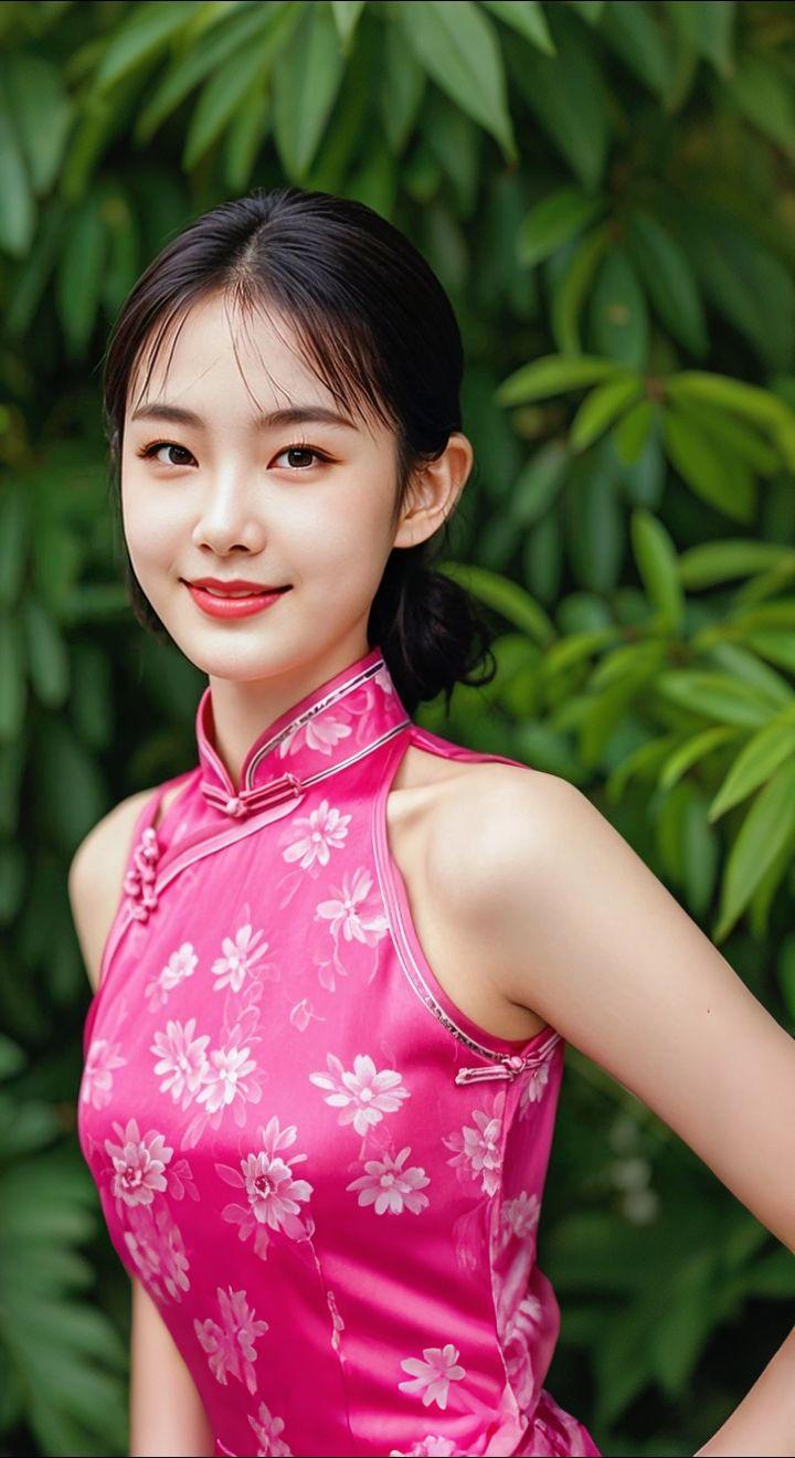 AI扩图 AI艳粉微笑