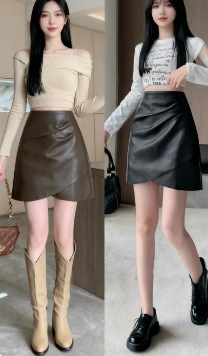 2025显瘦包臀裙 大码皮裙女款