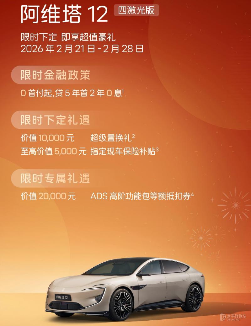 阿维塔推出7年低息 首付6.3万起 月供最低1993元