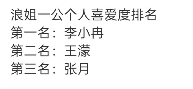 浪姐7一公个人喜爱度排名张月一公个人喜爱度第三 浪姐7一公个人喜爱度排名第一名：