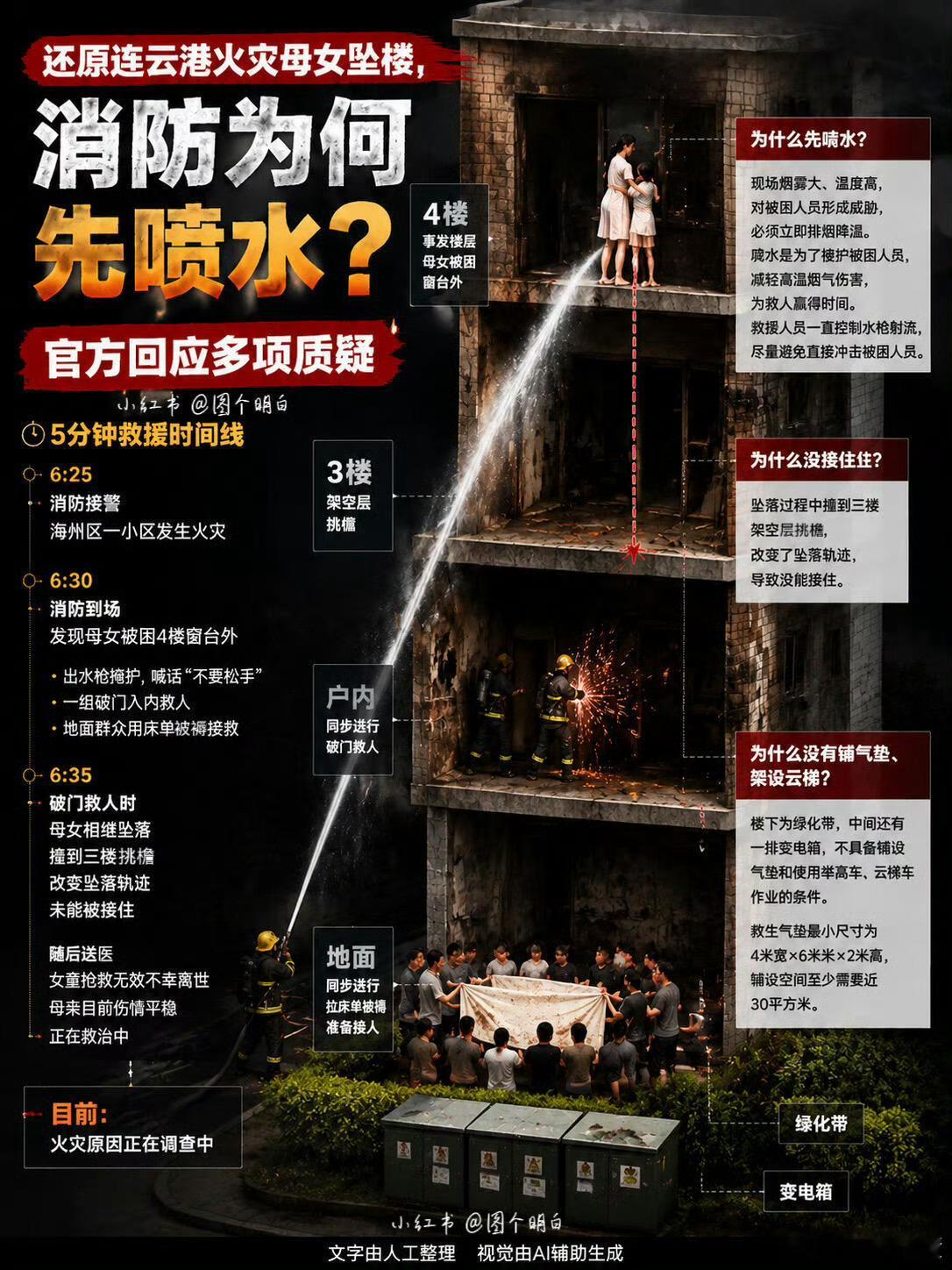 连云港消防回应火灾母女坠楼这个AI图很清晰明了，好可惜真的是时间不够