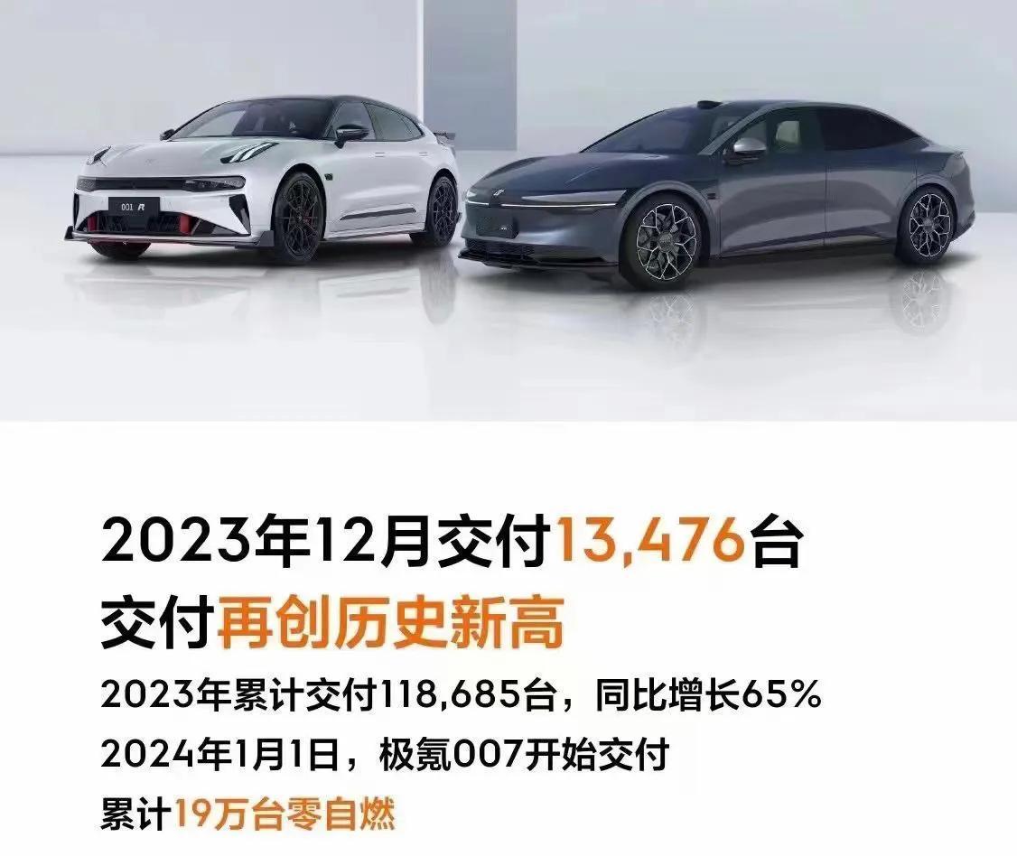 极氪12月销量数据来了！本月交付13476台，再创历史新高，全年交付近12万台，