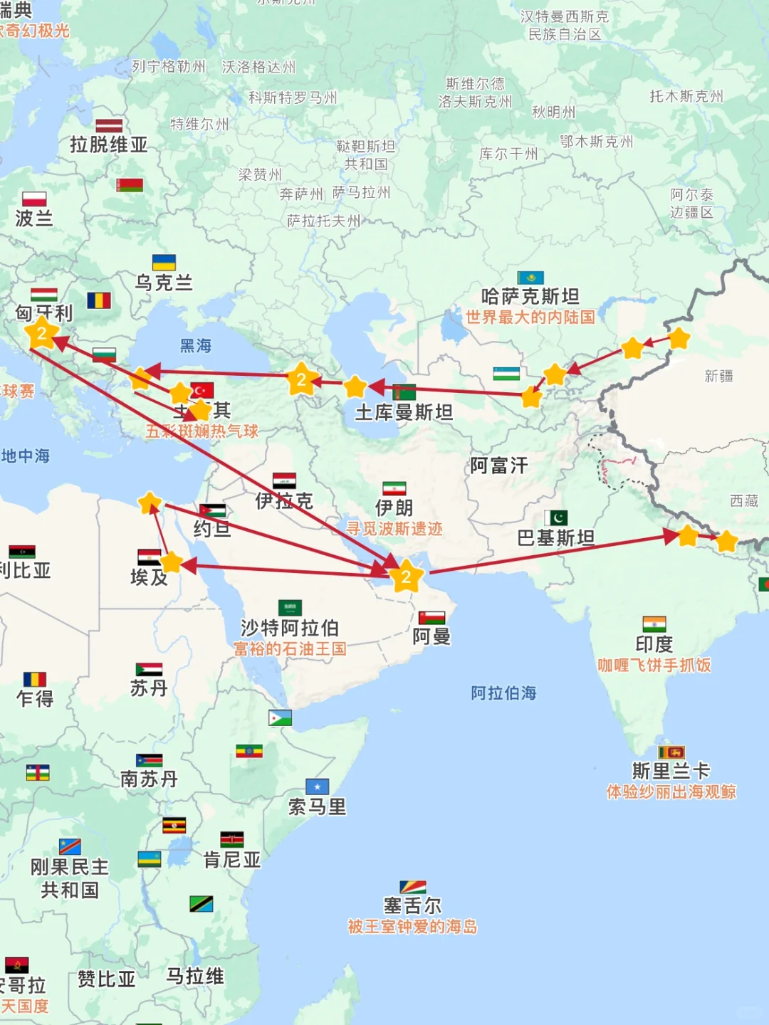 中亚中东环线，看看具体怎么乘坐交通工具