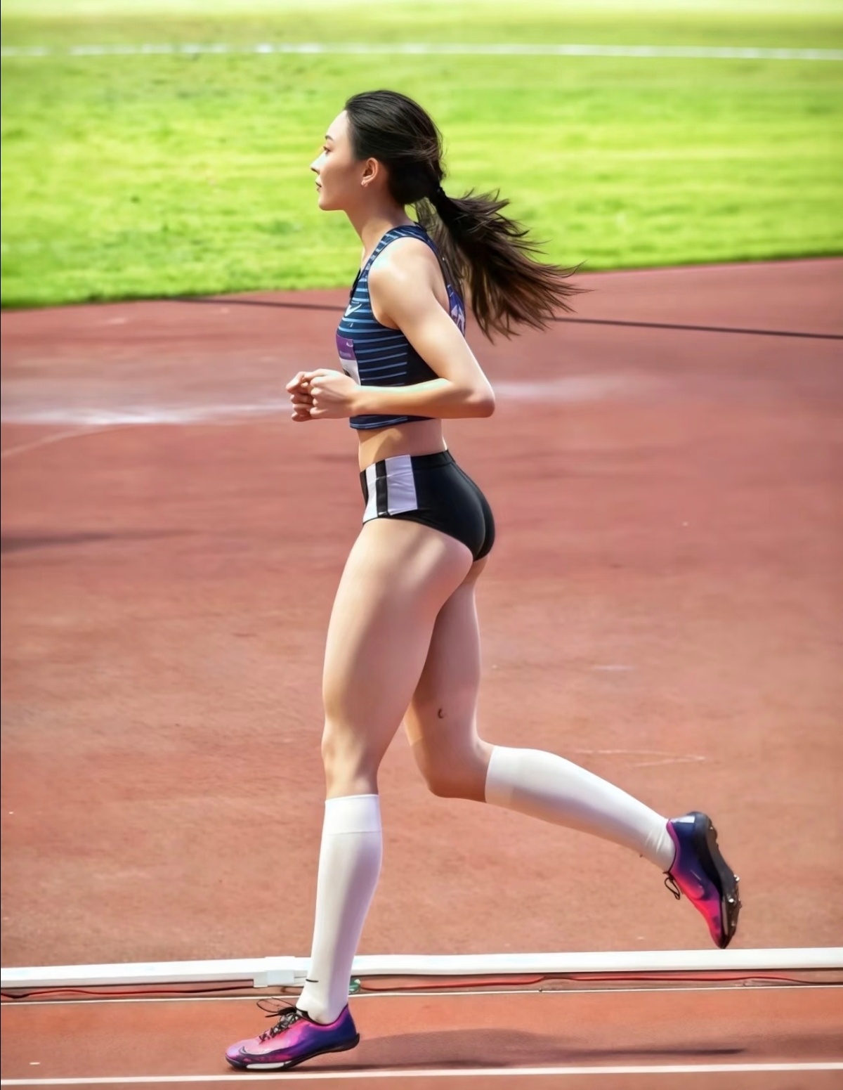 田径运动员刘英兰，好美的腿部肌肉线条，健康、活力，好喜欢！！！ 