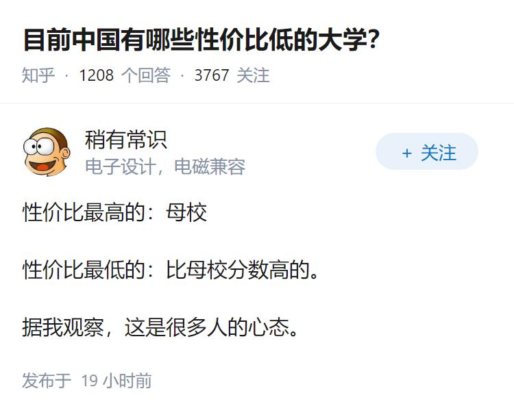 目前中国有哪些性价比低的大学？
