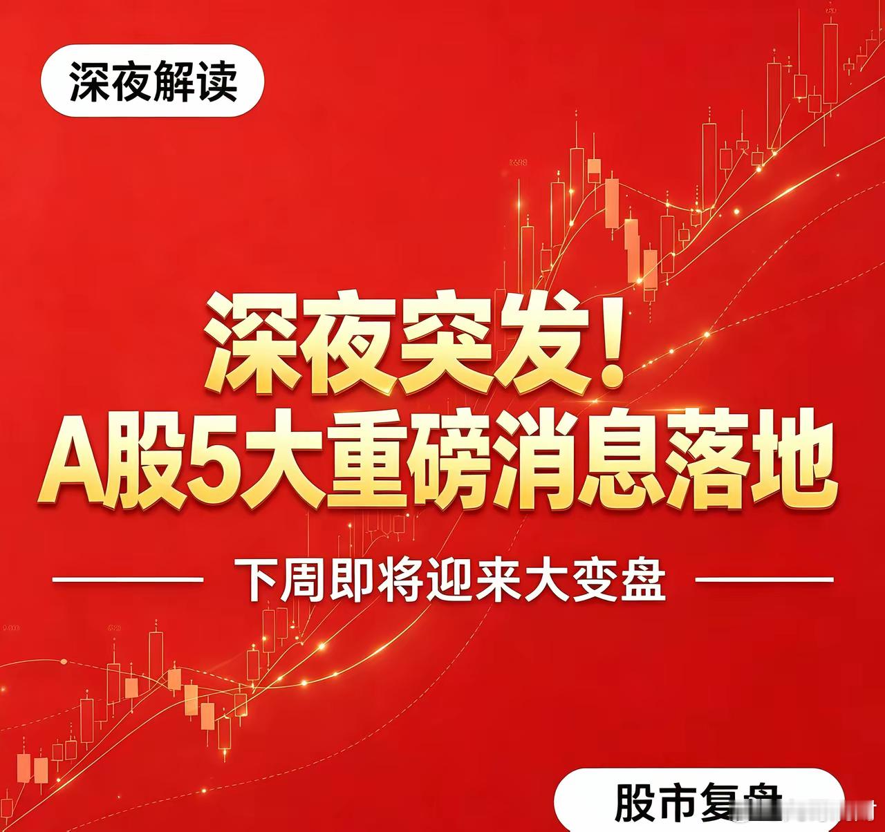 深夜突发！A股5大重磅消息落地，下周即将迎来大变盘！⚠️免责声明：本文仅为个人市