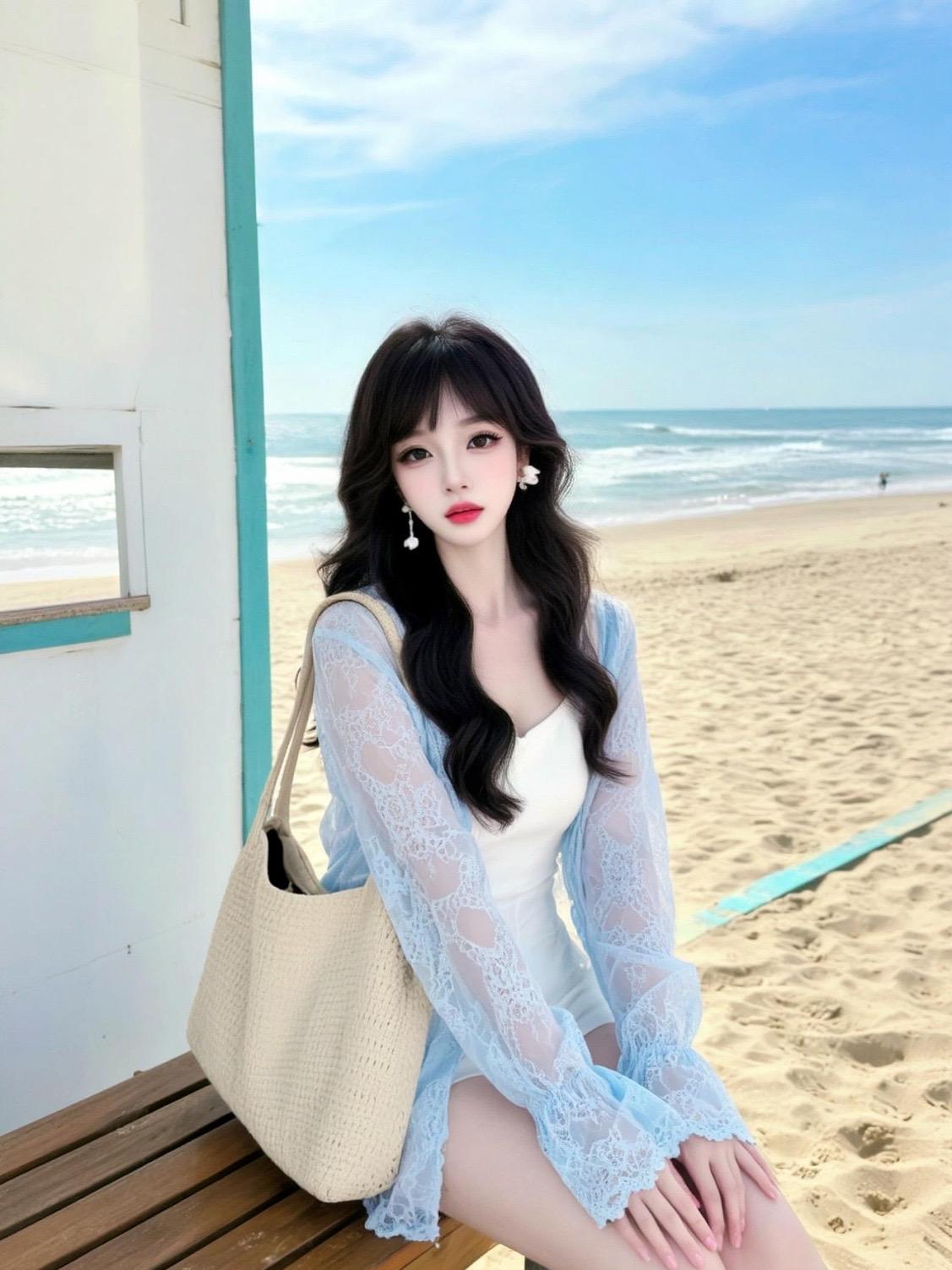 海边白色穿搭 海边纯欲穿搭 海边甜美少女ootd 夏日穿搭白色连衣裙 ...