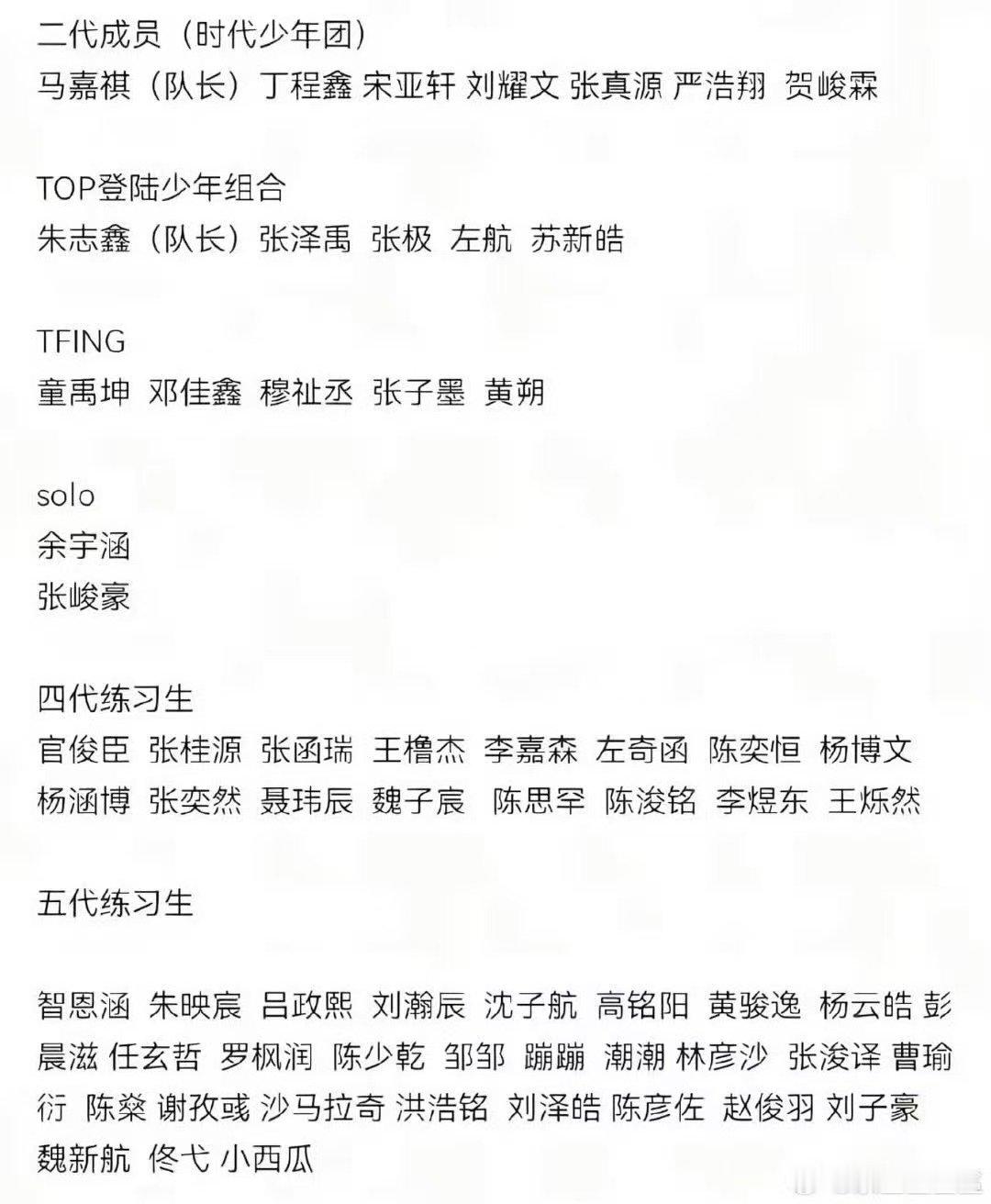 tf家族新年音乐会名单 TF家族新音名单 嗯53人[泪奔][泪奔]娱乐[超话] 