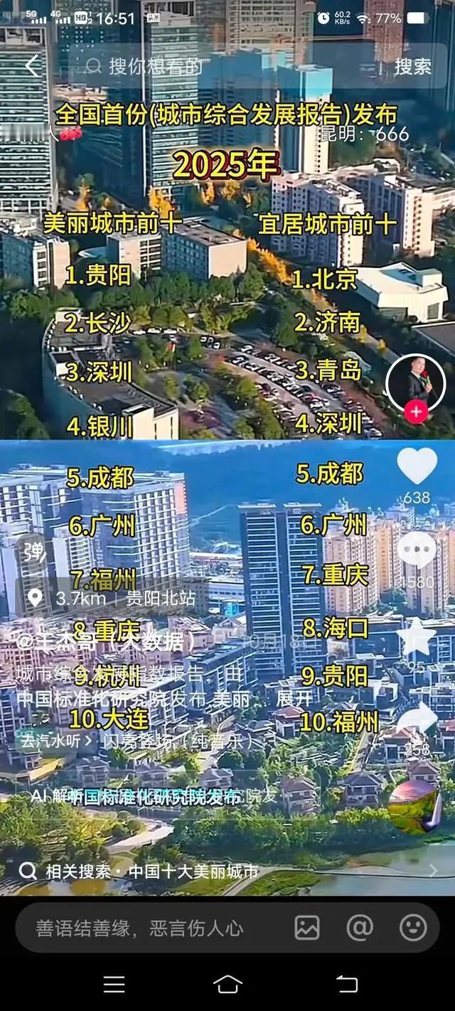 昆明海拔太高，心血管，高血压紫外线太强，晒的黑不溜秋的。十大宜居没有昆明哦，竞争