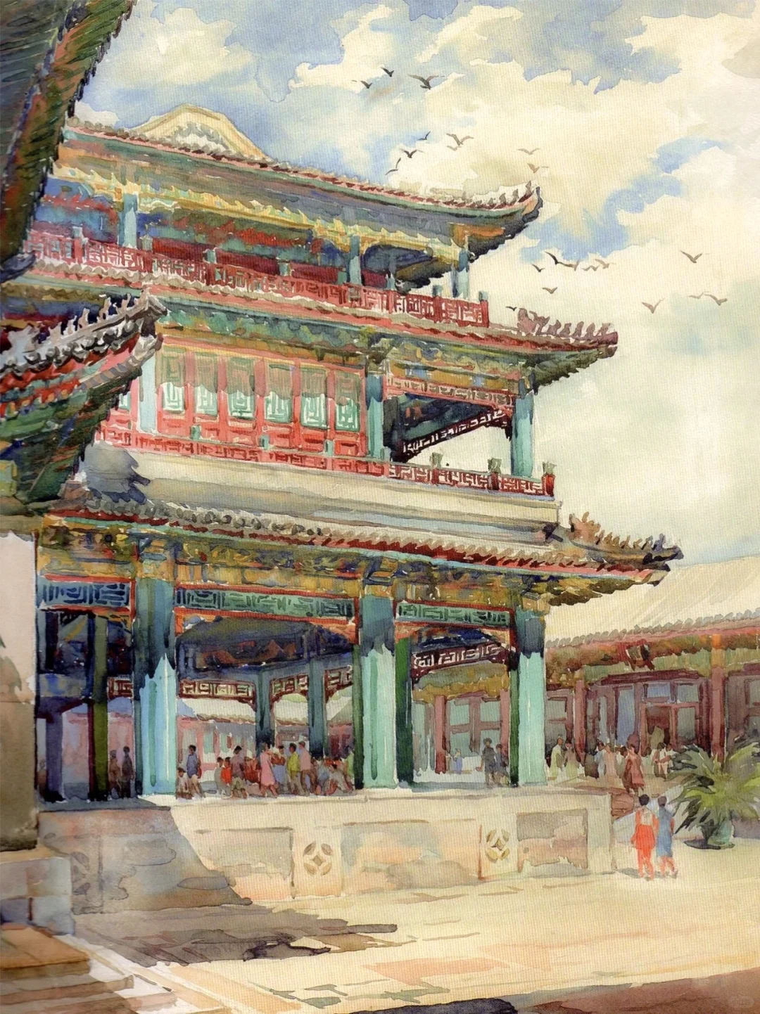 卧槽！华宜玉的中式建筑水彩画也太浪漫啦！