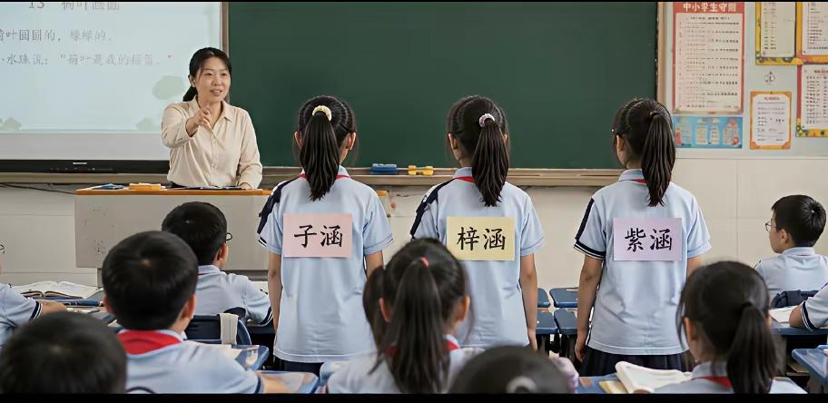 老师点名让“zhi涵”回答问题，咋一下站起来三个，你们说该怎么区分？