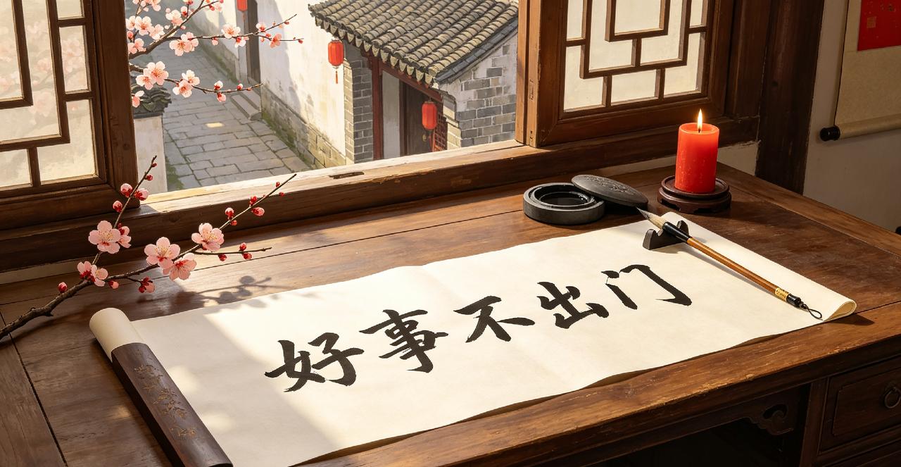 上联：好事不出门，怎么对下联
 
老话都说好事不出门，坏事传千里。
这句俗语流传