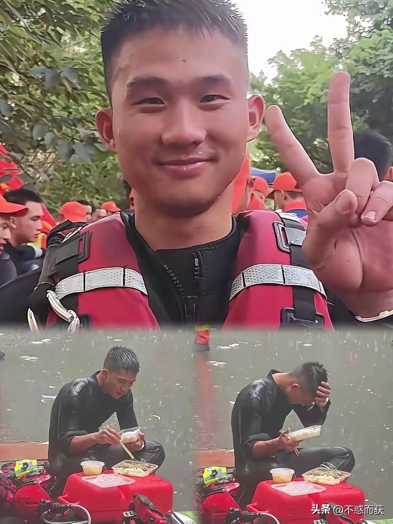 火遍全网、雨中就餐的消防员正面照片来了，他名叫梁焕，今年26岁，入职消防队伍已有