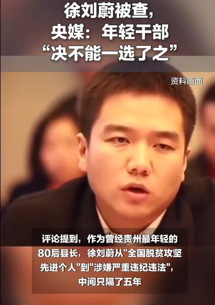 央媒评徐刘蔚被查：年轻干部“决不能一选了之”。

从“先进个人”到落马被查，徐刘