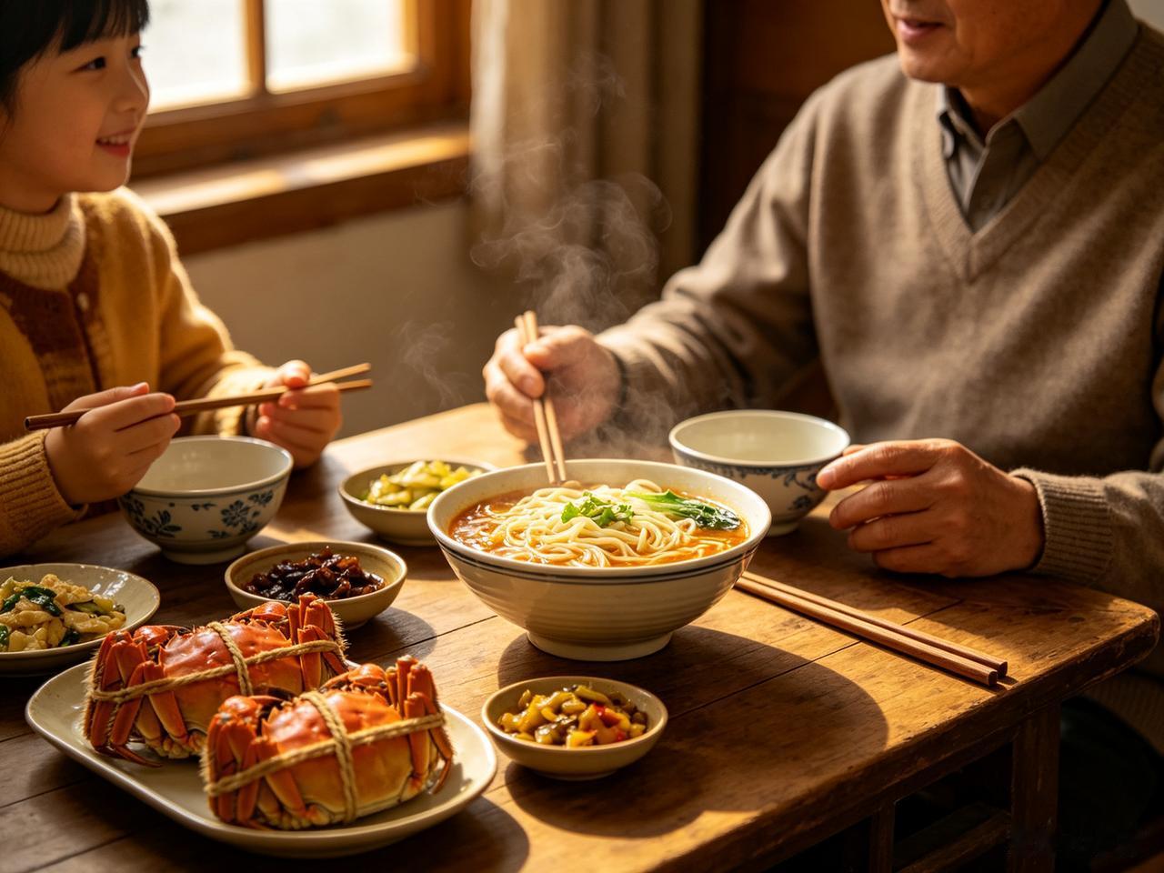 老辈人常说“进门饺子出门面”，一碗面里装的全是牵挂。
这次来上海，临走前儿媳妇没