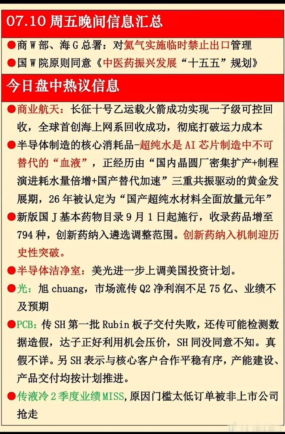 周五晚间资讯：航天高纯材料、创新药双双迎来利好。华天科技领跑市场人气，国内头部封