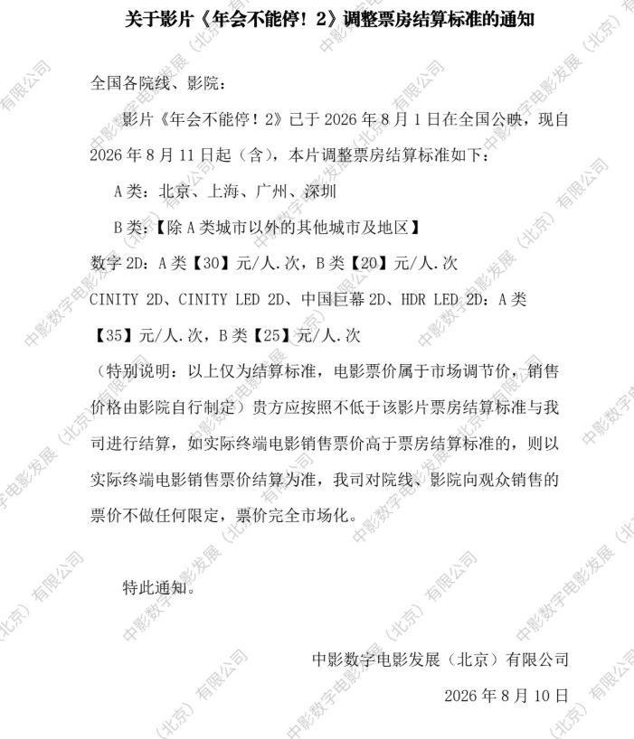 《年会不能停！2》明天起下调发行价，猫眼一般是不会公映后撤档的，调价是比较体面的