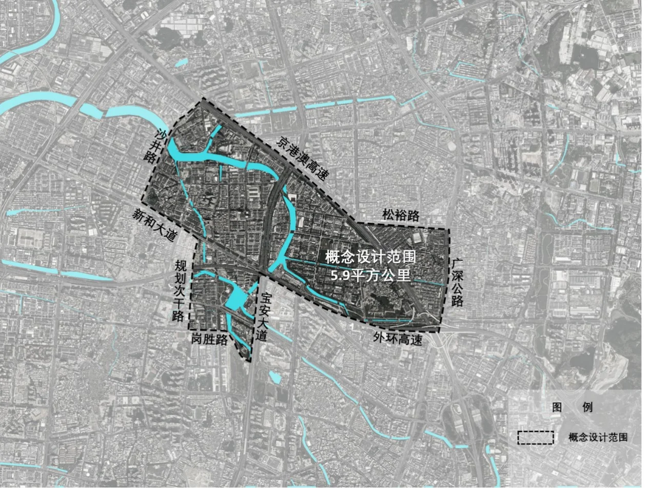 深圳市宝安西部中心潭头-后亭片区示意图
