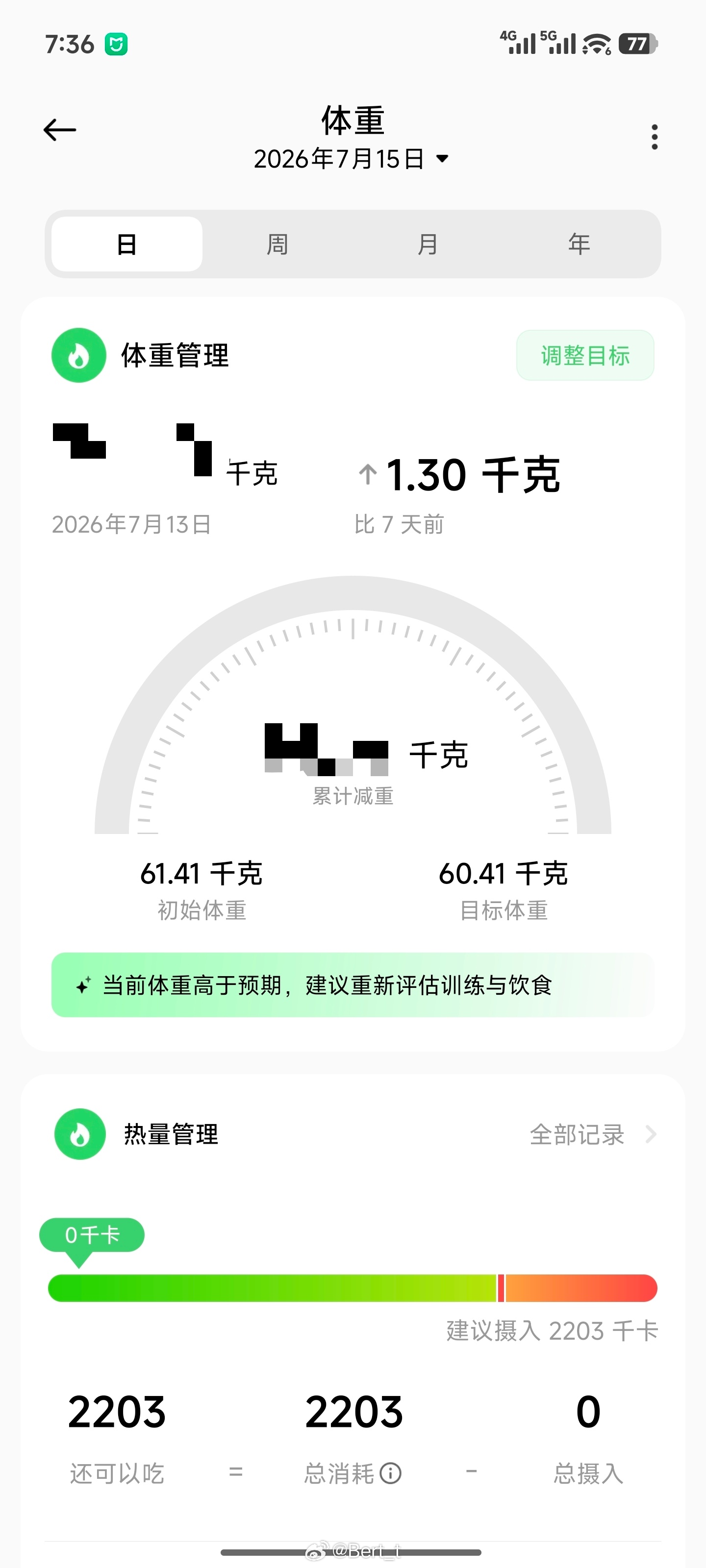 小米运动健康App“体重管理”新增目标管理和运动推荐～ 小米澎湃OS3