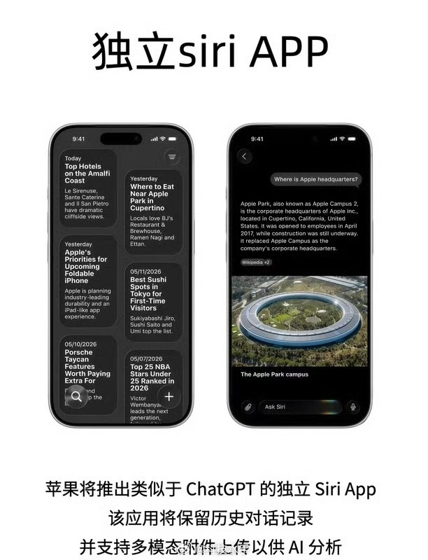 新版Siri功能汇总今年新系统分两步走，马上来的iOS27主打优化Siri和灵动