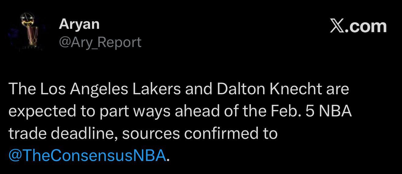 克内会在交易截止日前与湖人分道扬镳🧡克内克特