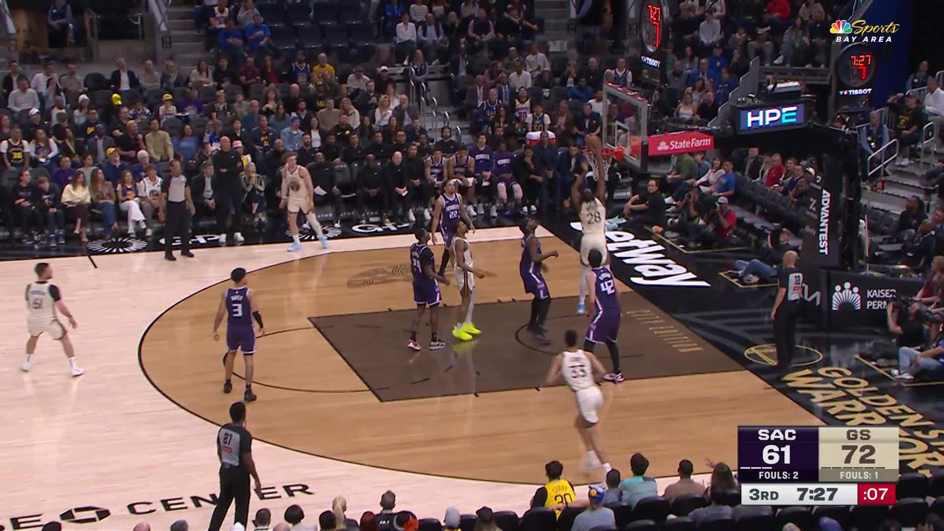 梅尔顿助攻，巴锡2分入账🏀勇士74:61国王。国王vs勇士