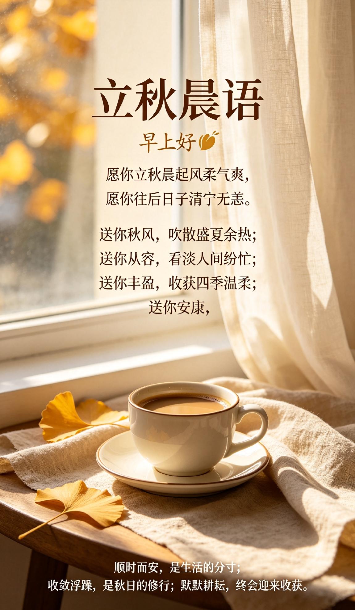 告别盛夏的燥热，迎来立秋的清风，很多友友一早不知道该发什么节气祝福？
整理了几段