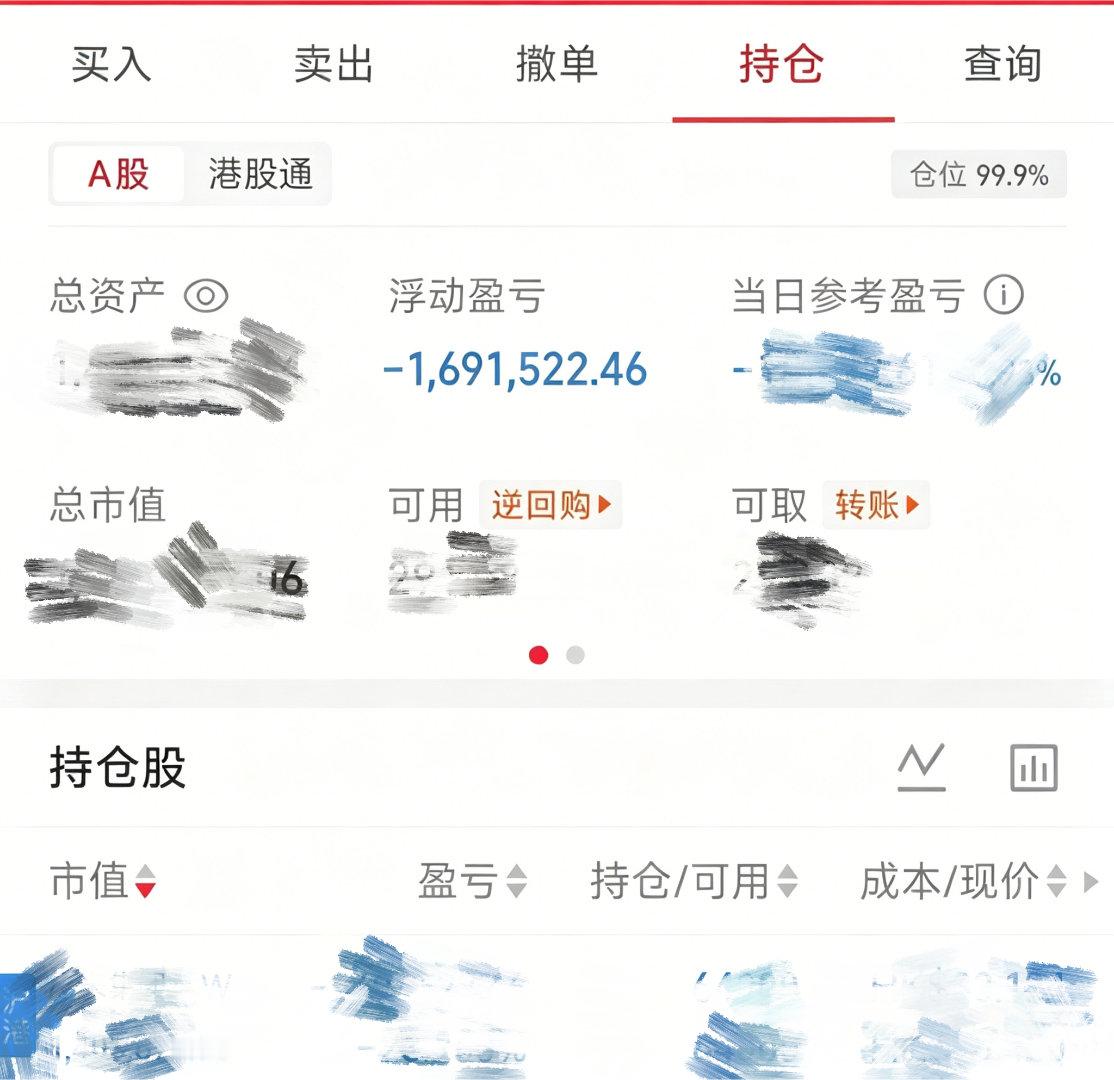 已经亏到没有心情发博了 重仓了港股科技 