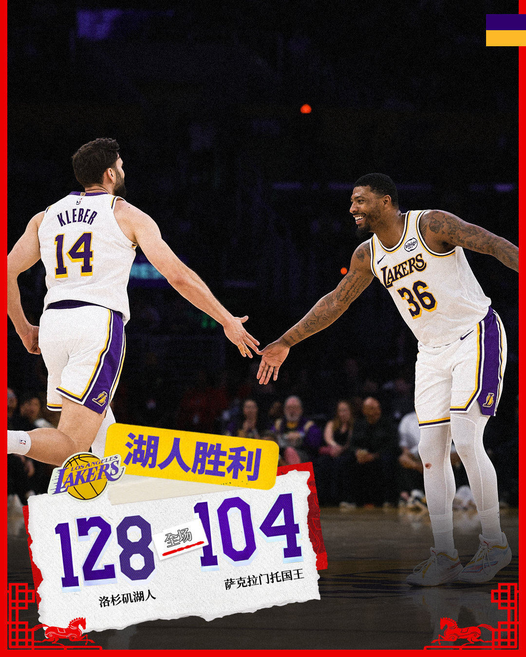 「国王vs湖人 | 全场🔚」湖人1️⃣2️⃣8️⃣ - 1️⃣0️⃣4️⃣国王