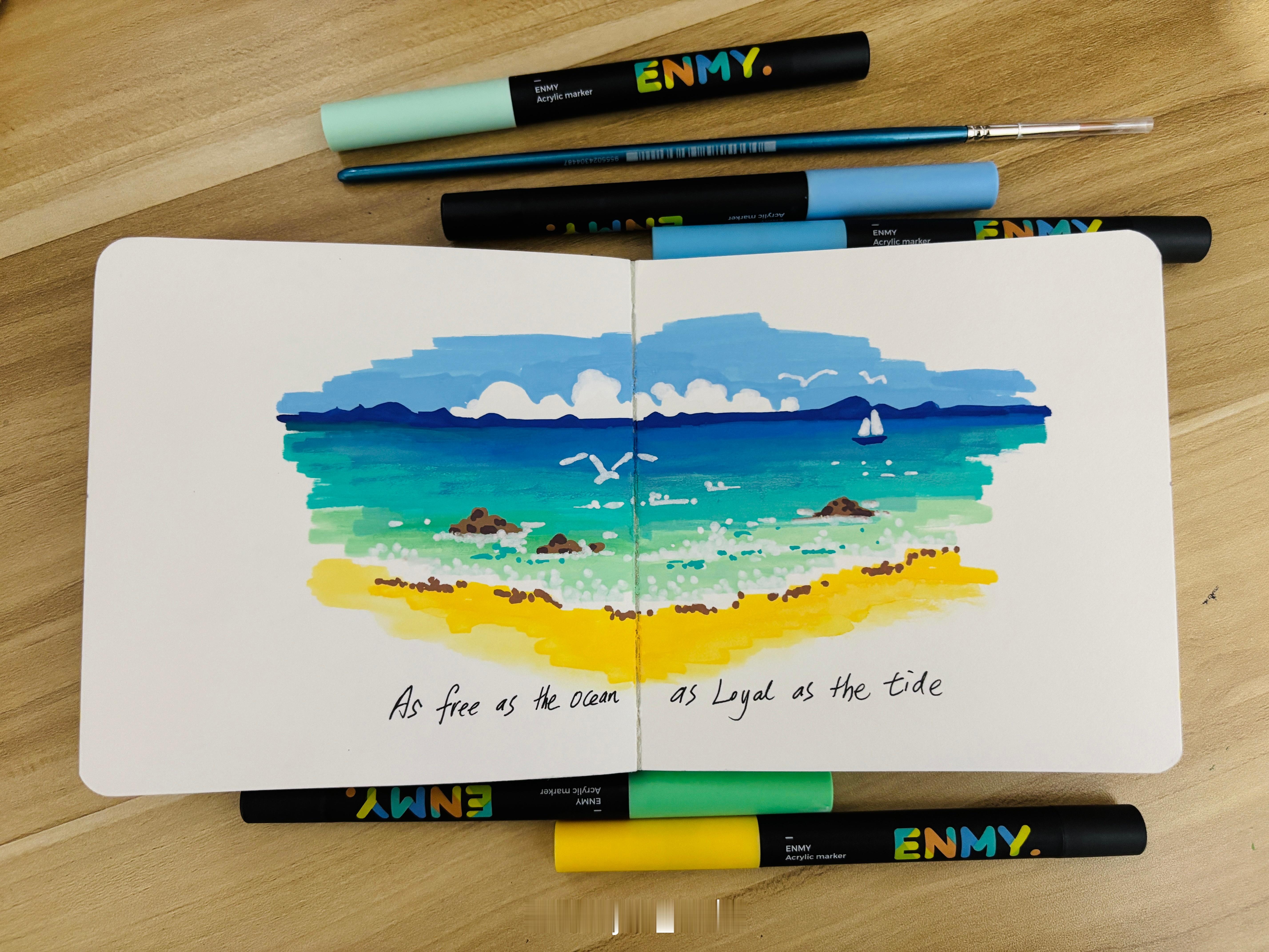 马克笔手绘丙烯马克笔 🌊🌊☁️☁️ 马来西亚
