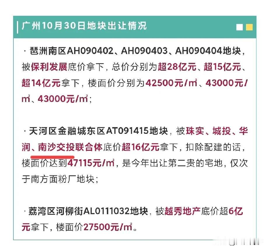 厉害了大南沙，谁说南沙不行了？南沙交投直接都杀到天河金融城拿地了，这次还是和华润