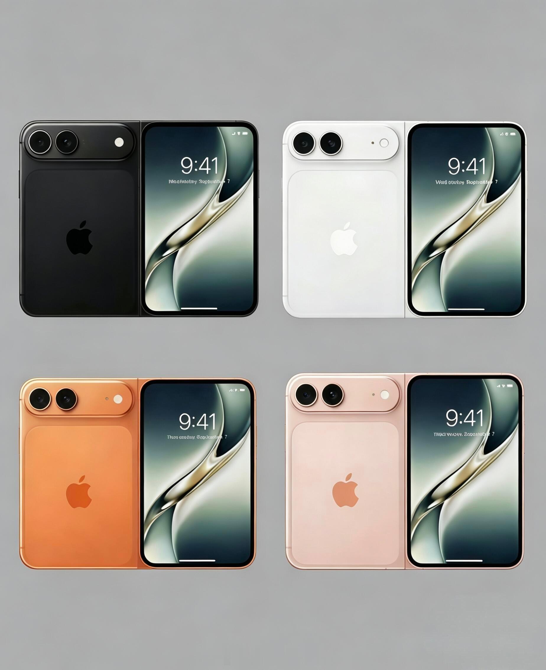 折叠屏iPhone外观实锤了苹果折叠屏外观设计基本没悬念了，后置双摄侧边集成指纹