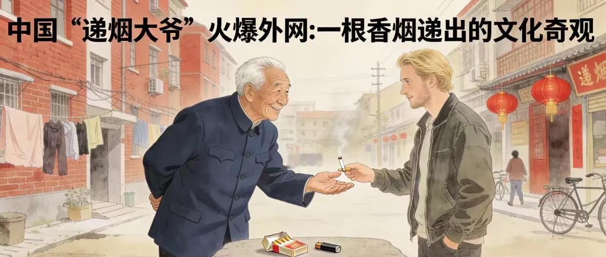 中国“递烟大爷”火爆外网：一根香烟递出的文化奇观
一段仅十几秒的视频，一位普通中
