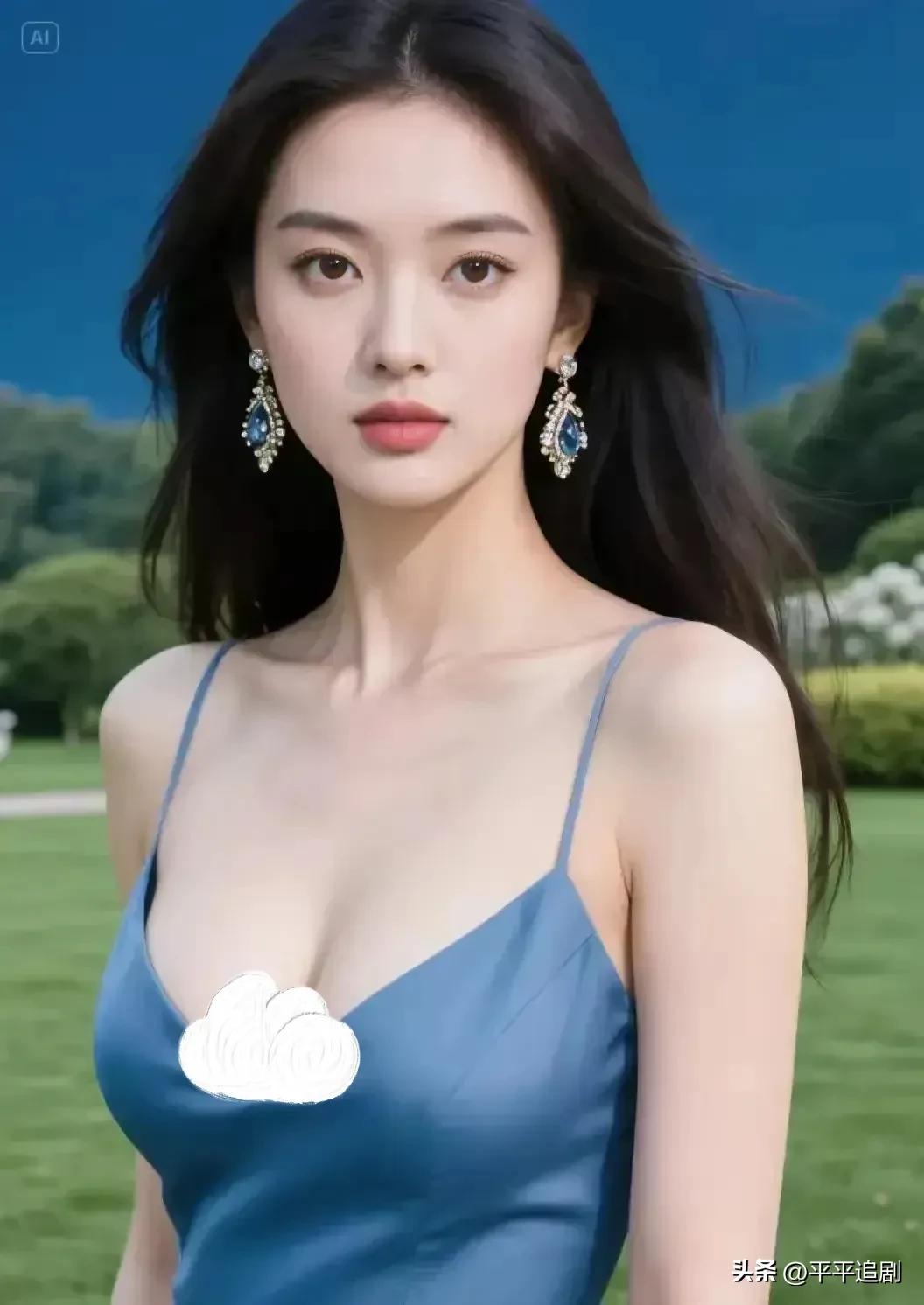 风掠过发梢，蓝裙与绿意相映，此刻的心动，藏在每一寸温柔里。
白裙少女感 温婉高级