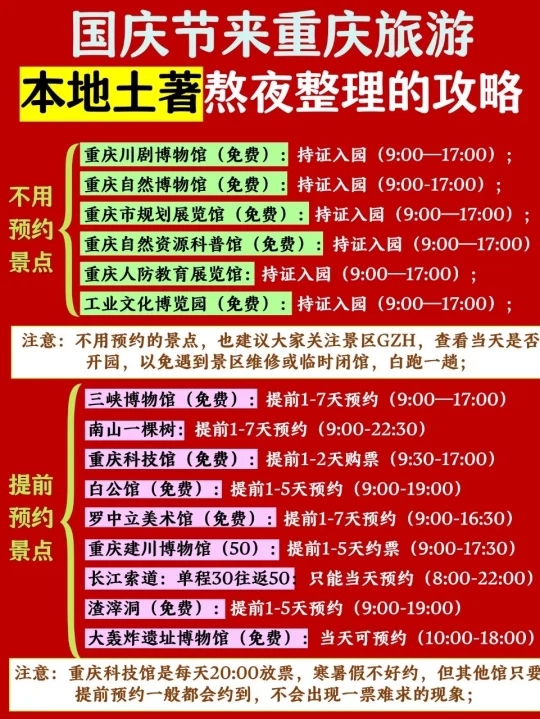国庆节来重庆旅游本地土著准备的旅游攻略