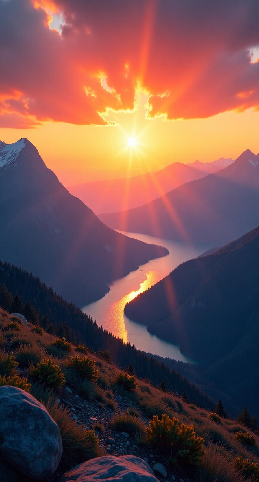 日落西山霞光起，诚邀下联月升东海银辉洒