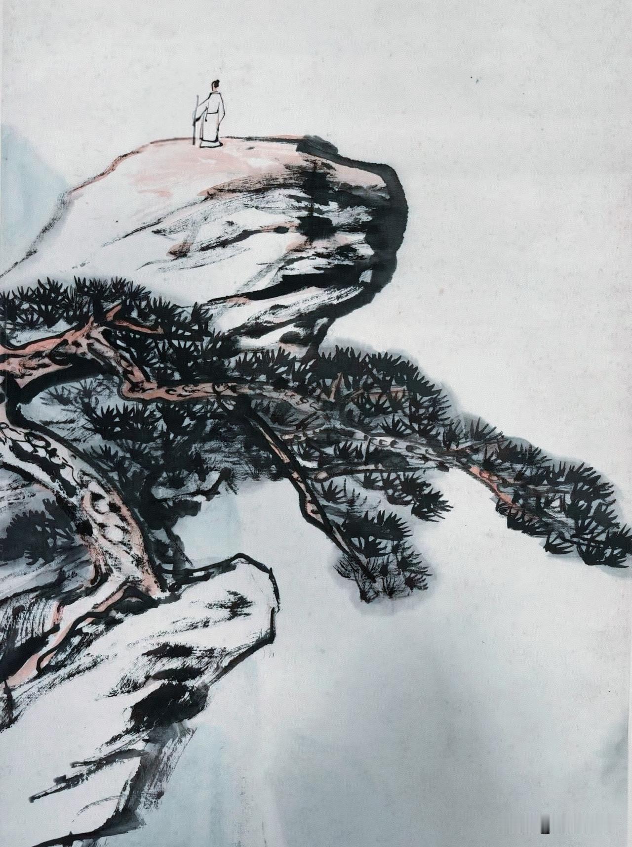 孤岩栖翠，
老干迎千岁。
皓首会当凌绝顶， 
放眼群山痴醉。

白云独去远峰，