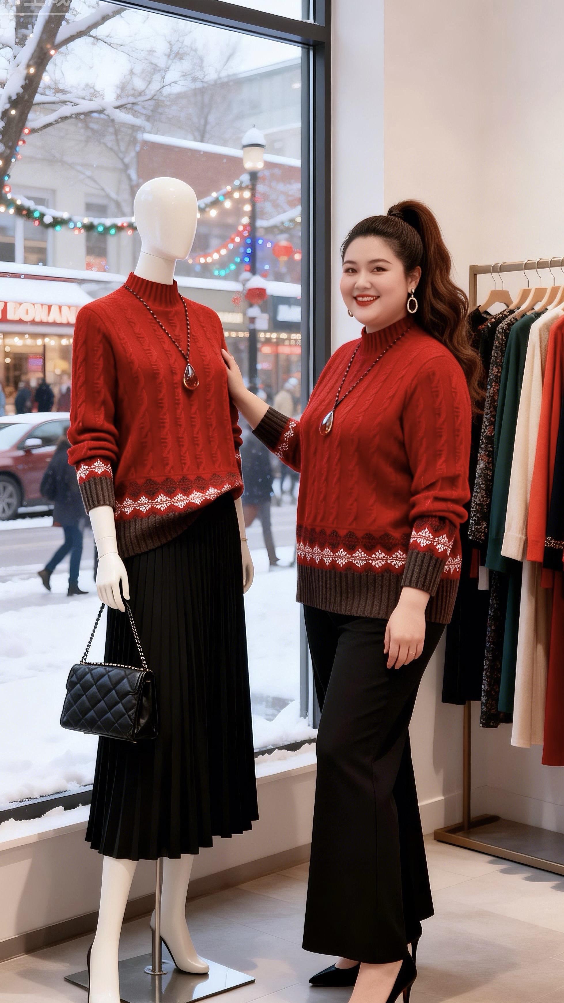 大码女装漂亮内搭让我赢在了穿搭起跑线 冬日穿搭一周不重样新年好运红我先...