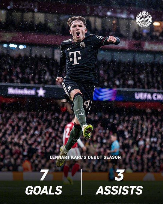 【生日球星】拜仁小将卡尔在昨天年满18岁，据悉他的合同将自动转为职业合同，延长到