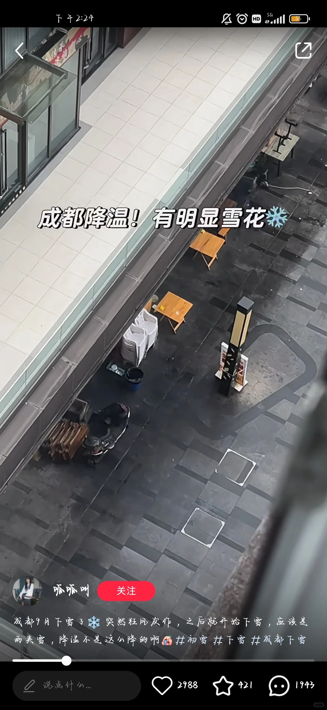 成都没下雪！!