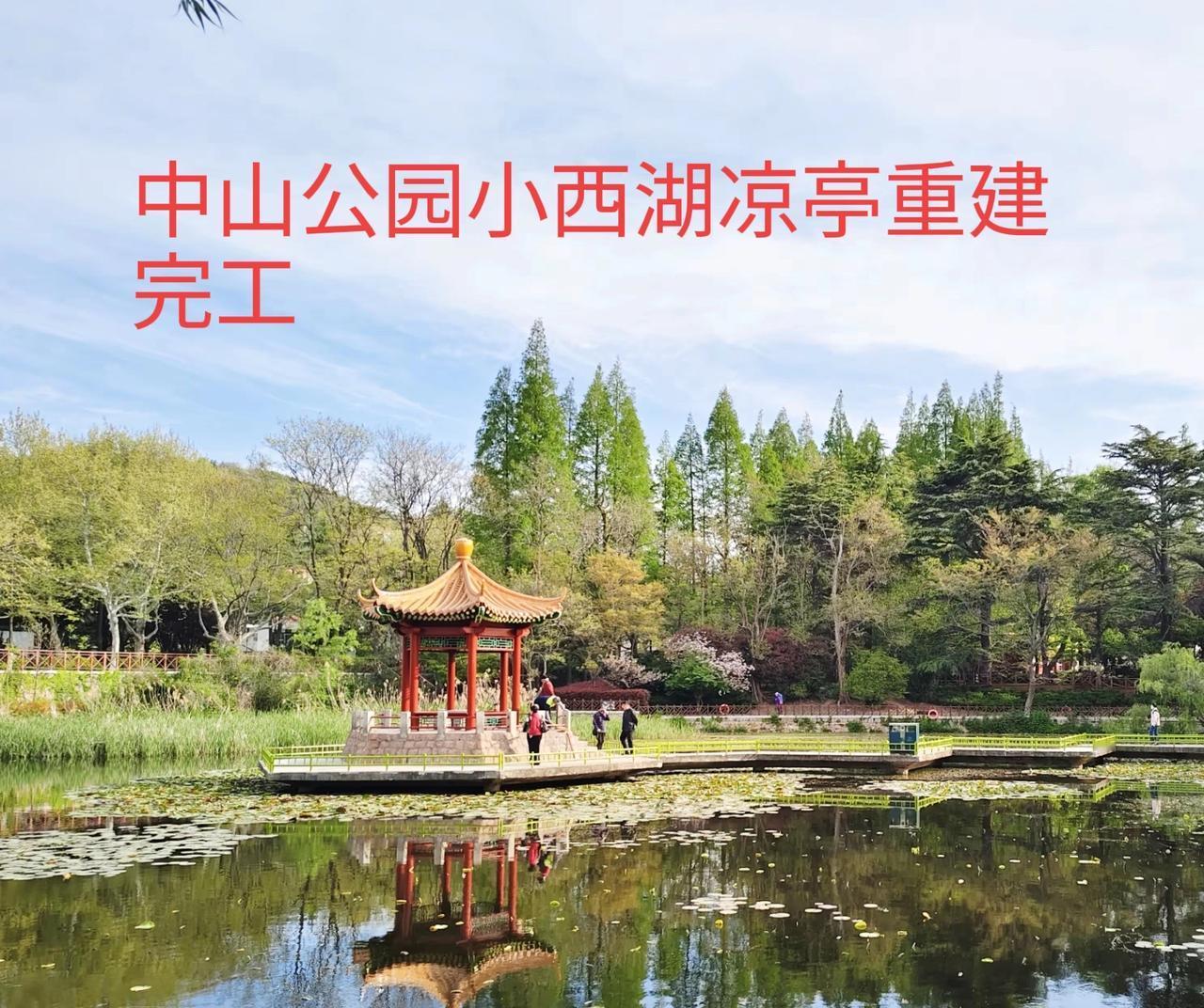 青岛市中山公园小西湖内的凉亭已经重建完工，正式恢复开放！中山公园小西湖凉亭自从去