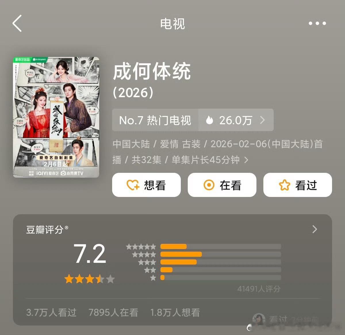 王楚然丞磊的成何体统开分7.2，高了低了 