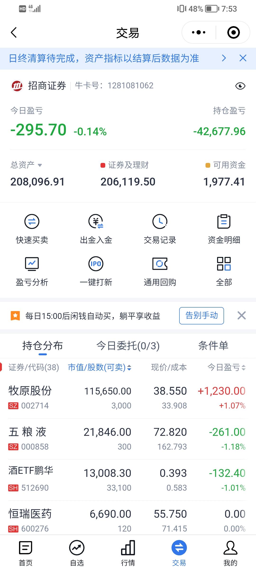 还好我跑得快，前几天我早已把科技股票几乎给全撤了，重点布局了人人都看不起的农业股
