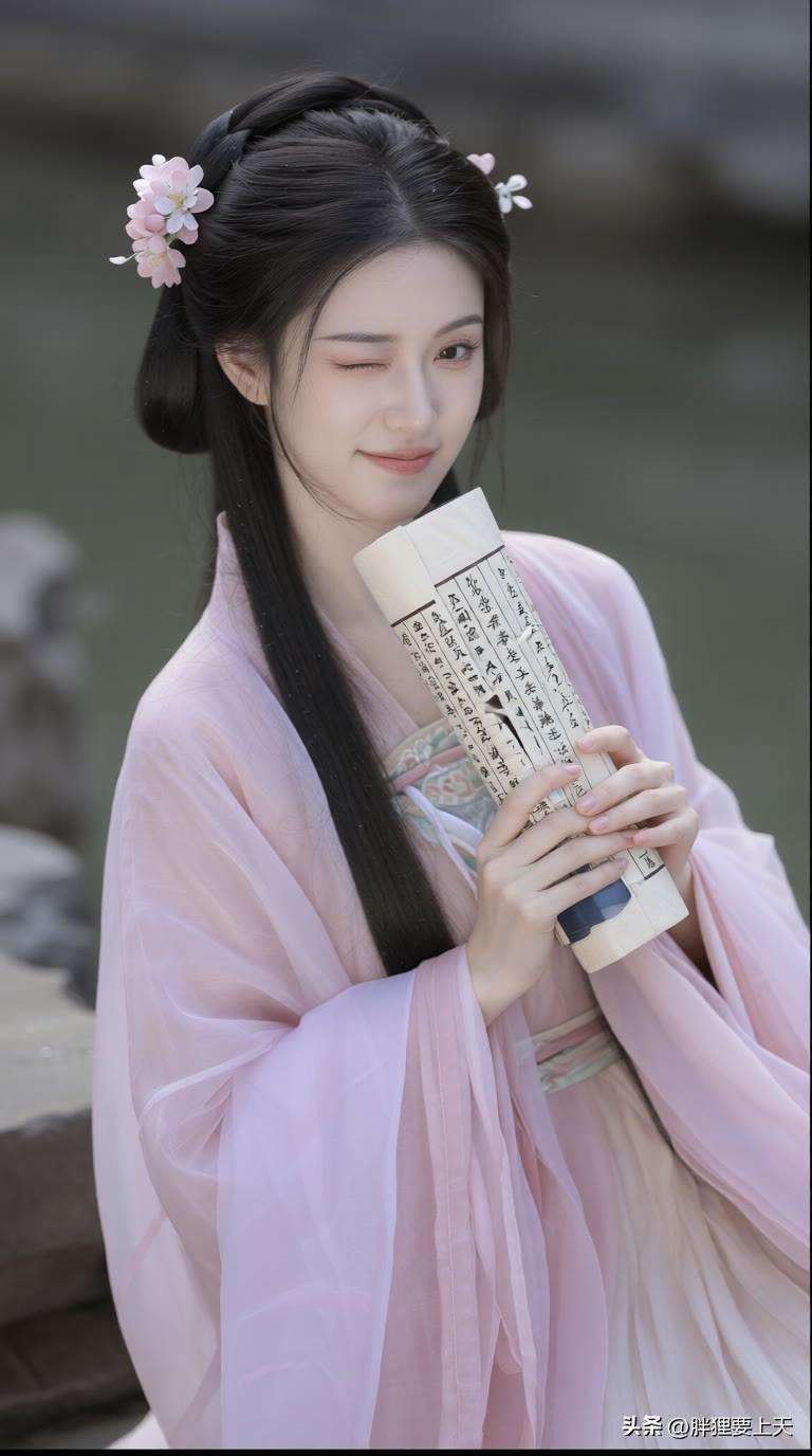水畔书卷，粉衫含香。美女人像群 高清美女 高雅气质美女 古风