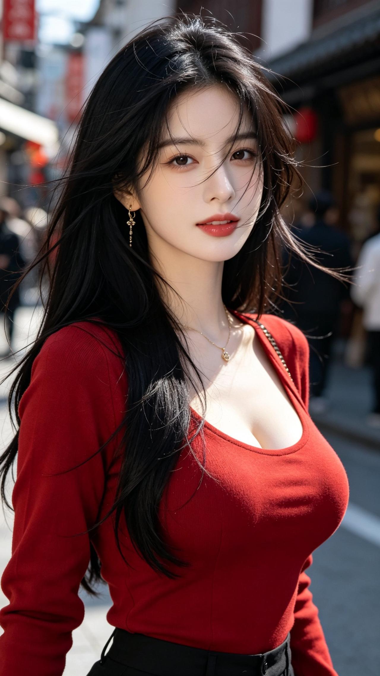 精致妆容，红色女神。
