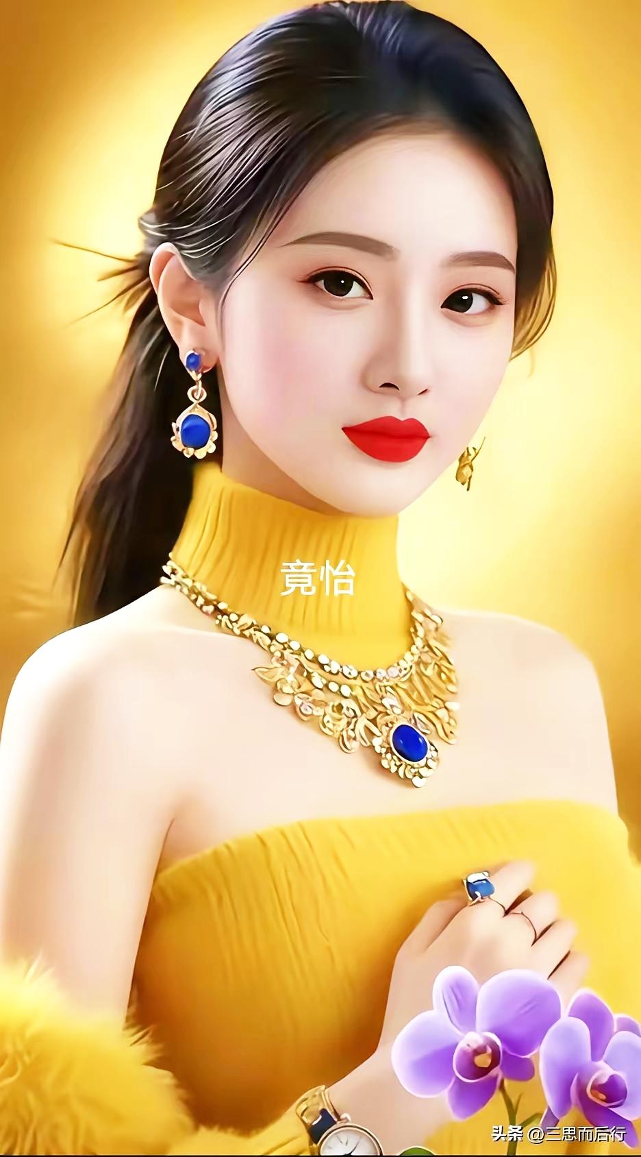 优雅气质，黄金珠宝闪耀，惊艳的黄色礼服，尽显高贵与魅力！💎✨